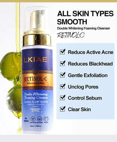 LKIAE Double Retinol Whitening Foaming Facial Cleanser